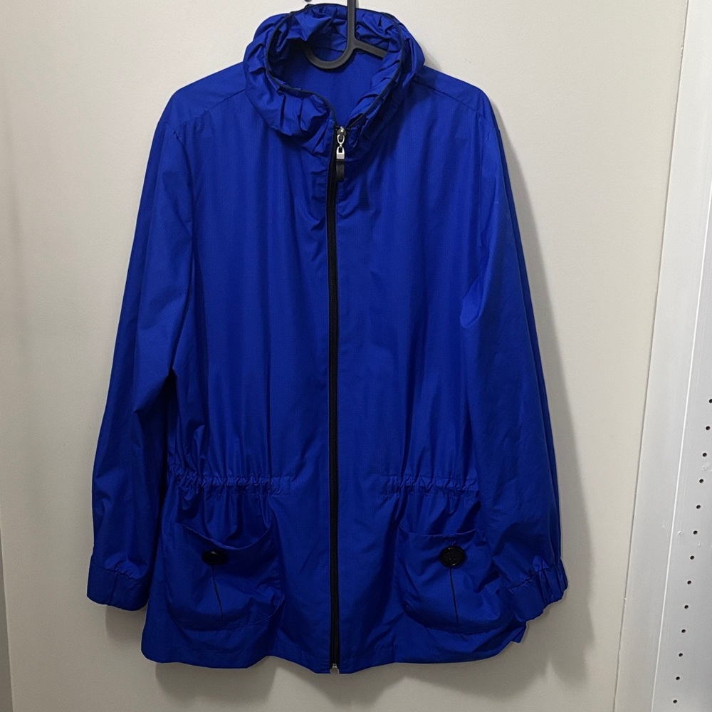 Blue Hooded Jacket ptp 23” length 30 inches